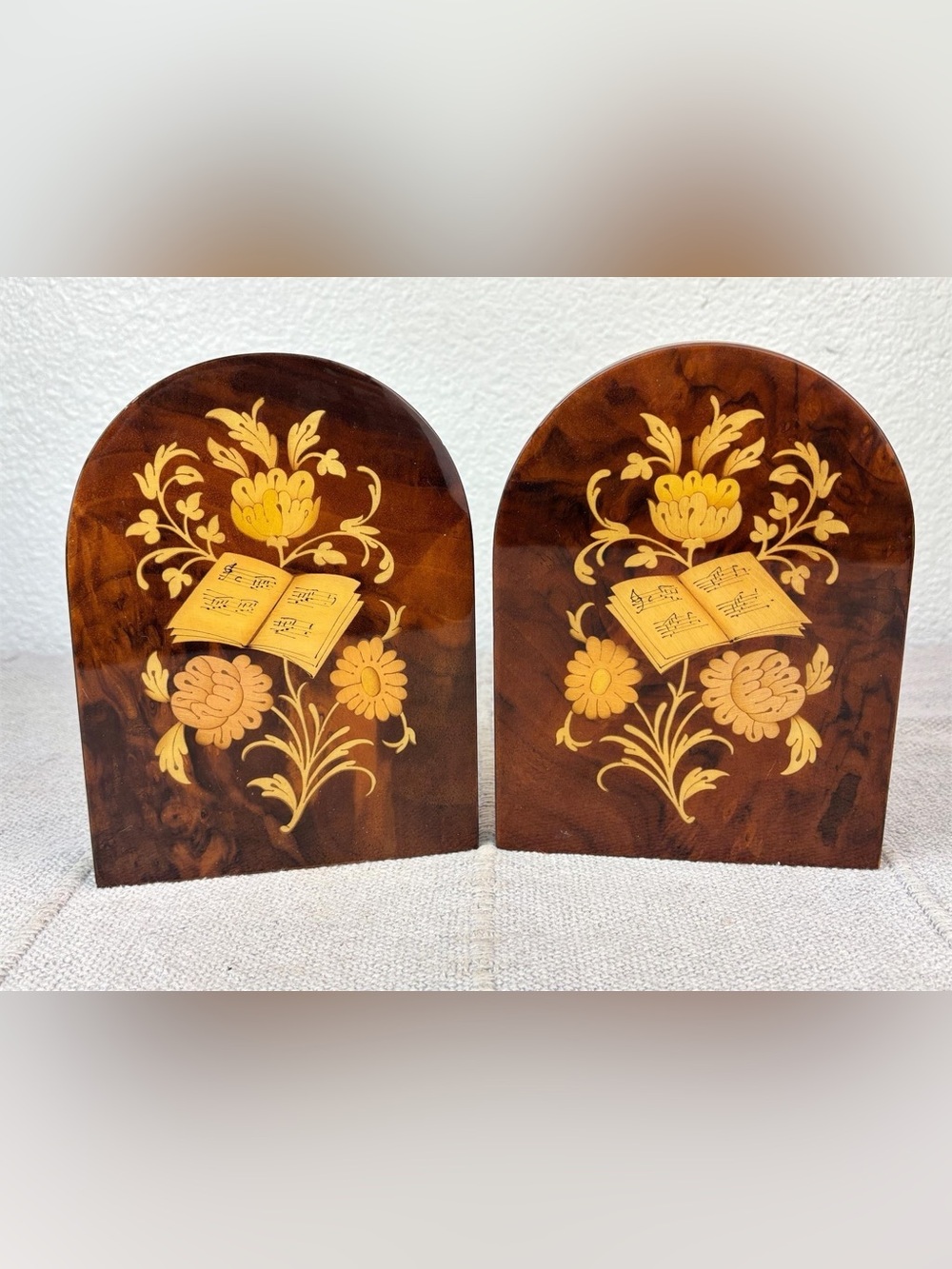 MCM Notturno Intarsio Sorrento Italy Wood Bookends Wood Collectable Unique